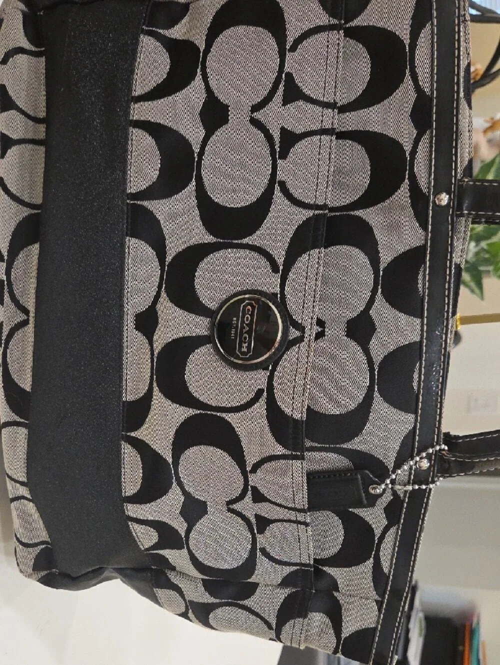 Coach Black and Gray Signature Canvas Tote